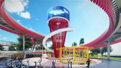 터널 슬라이드 및 탄력 구름이있는 야외 놀이 시설